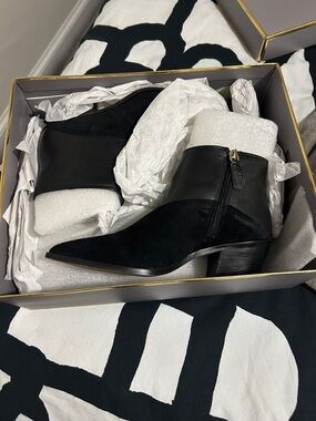 Black Suede & Leather Women's Ankle Boots, Lo-Vada from Louise Et Cie